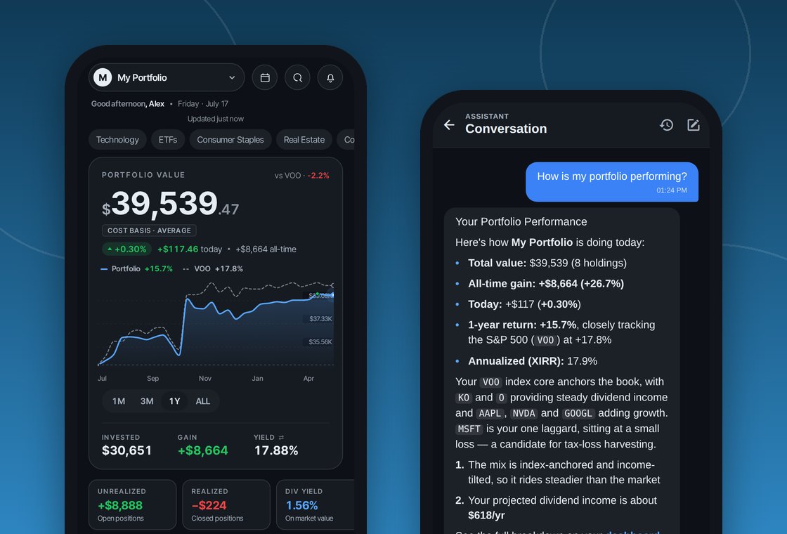 AllInvestView mobile portfolio dashboard and AIV Assistant