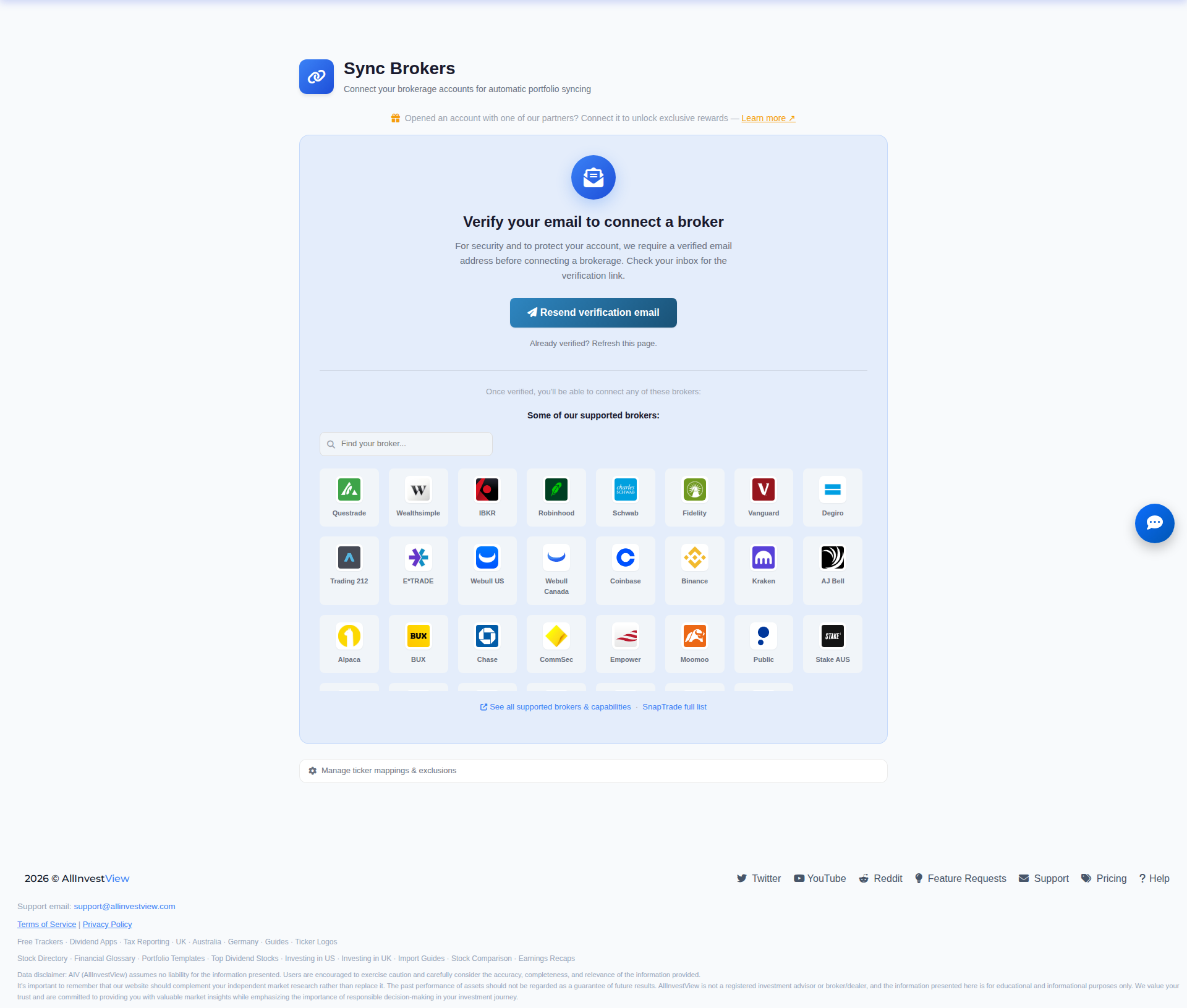 Connect your brokerage account via SnapTrade in two clicks